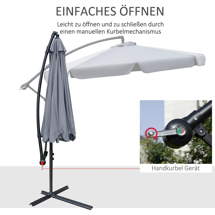 Outsunny Sonnenschirm mit Kreuzfuß grau