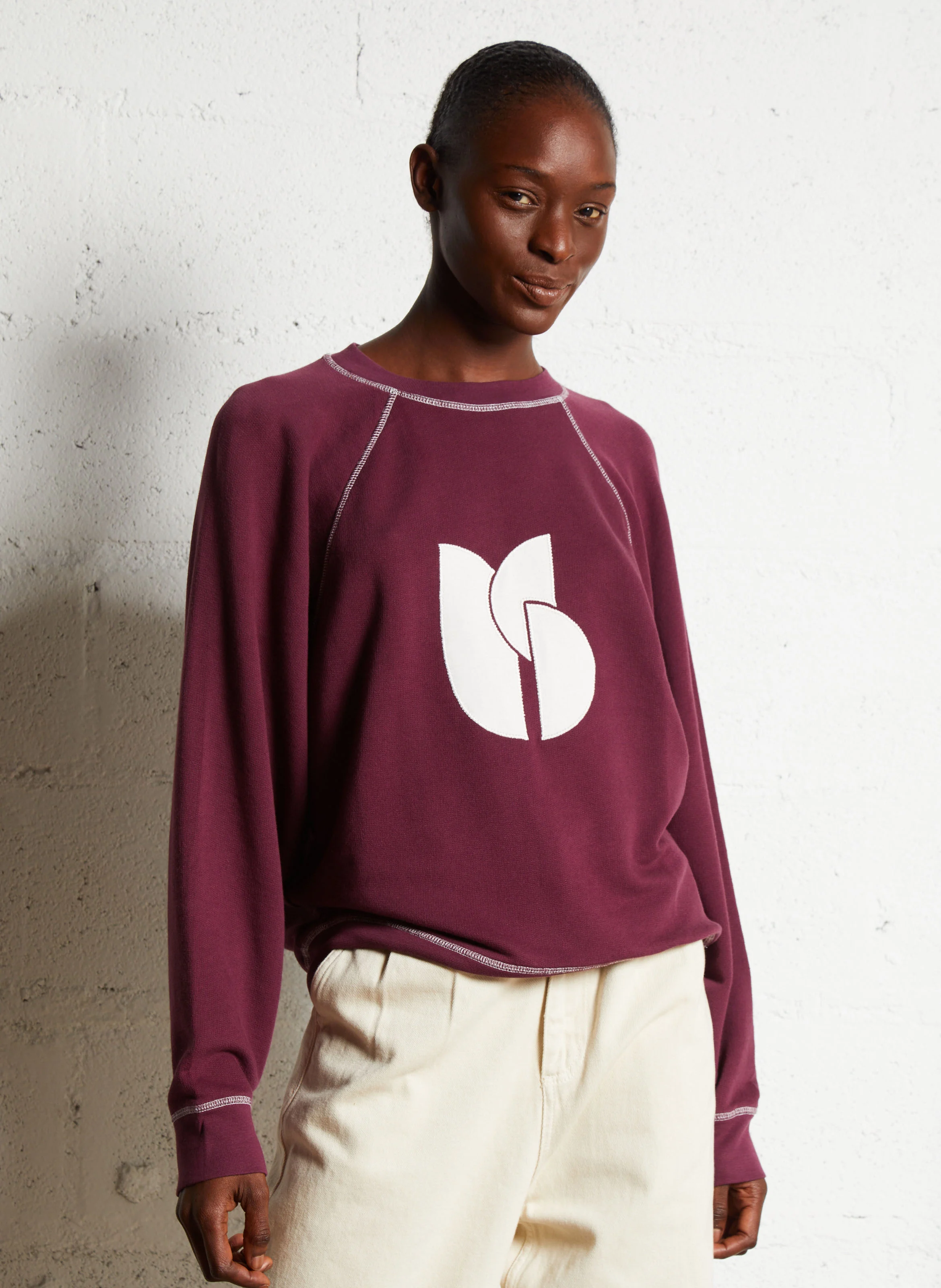 BART - Sweat oversize col rond en coton mélangé | Violet