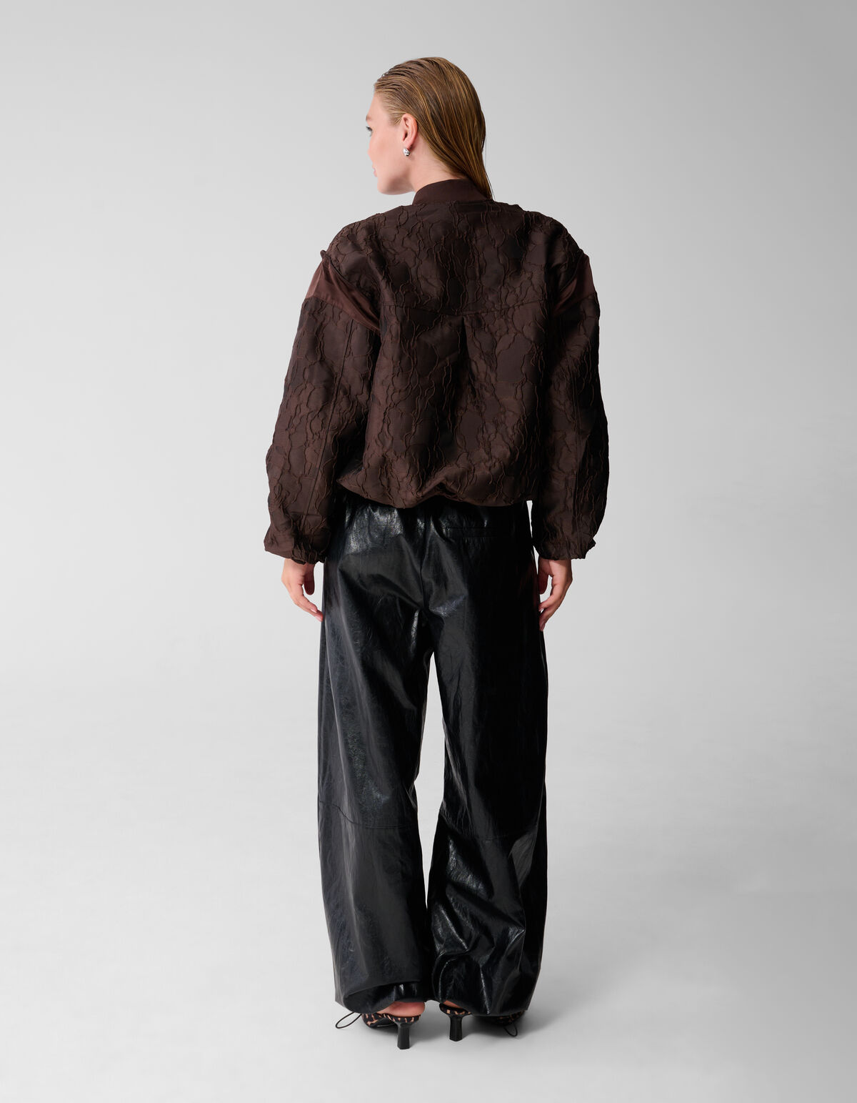 Flower Jacquard Bomber Donkerbruin