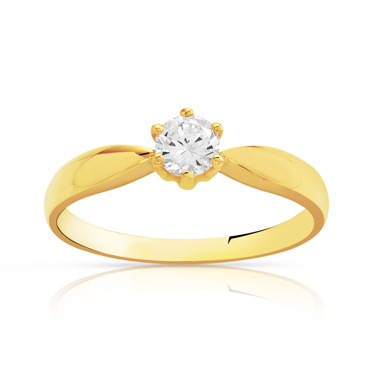 Bague solitaire or 750 diamant synthétique 0.30 carat