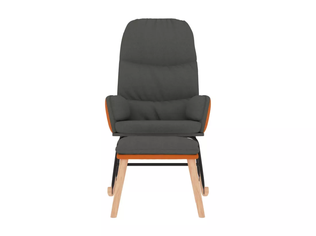 Chaise à bascule avec repose-pied Gris foncé Tissu