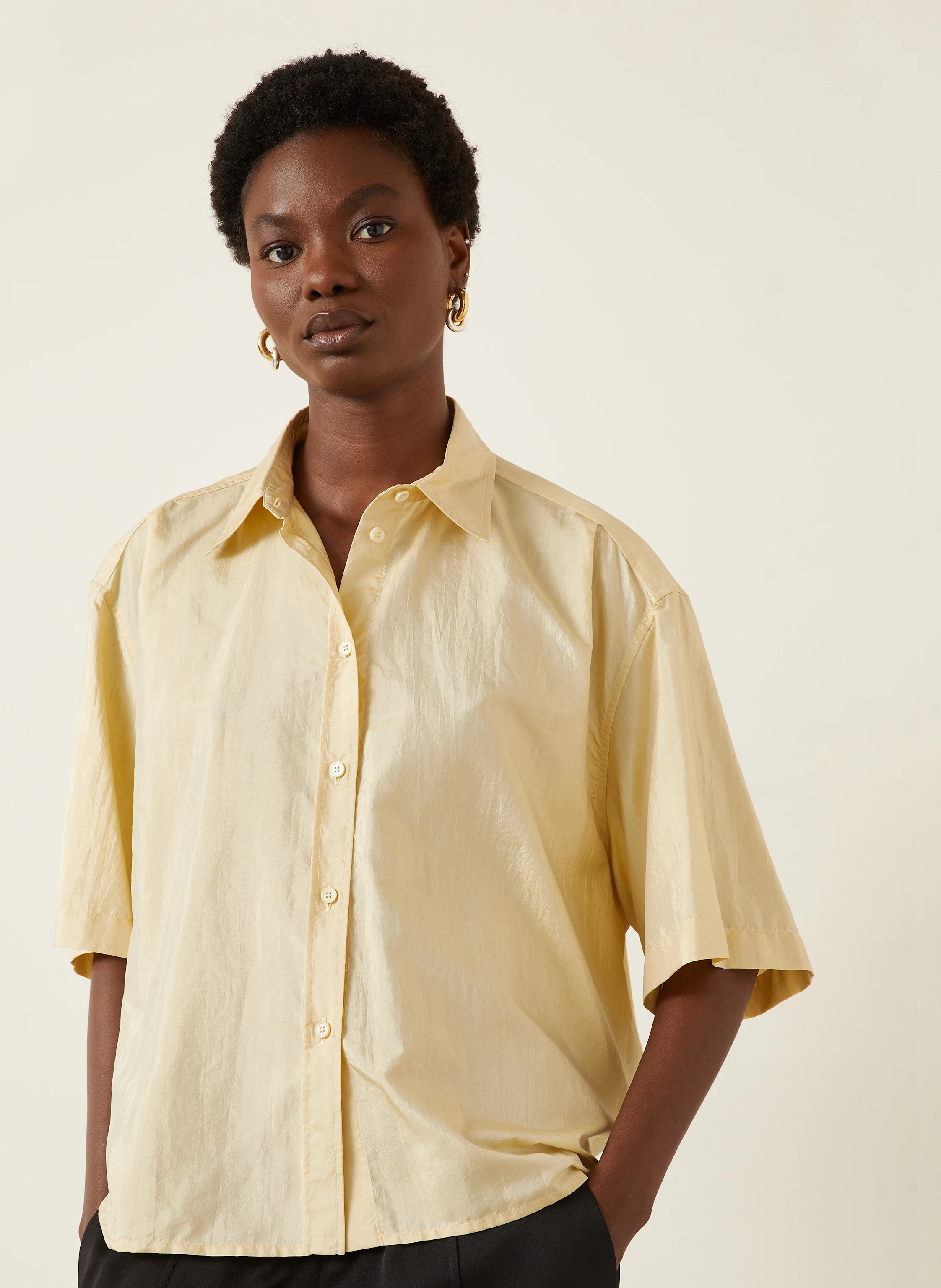 JIL SANDER Cropped-Hemdbluse mit Seide