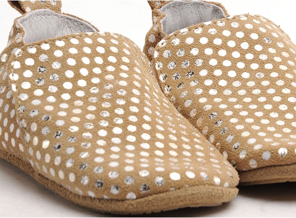 Bellamy chaussons bebe valentines tic pois marron