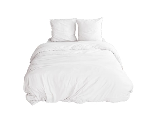 COTE DECO - Ensemble couette + 2 oreillers Parure de lit - 100% microfibre lavée - 240 x 260 cm - blanc