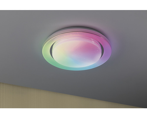 LED plafondlamp 24W 750 lm RGB Ø 37,5 cm SpacyColor chroom + afstandsbediening + regenboogeffect + instelbaar wit + nachtlampfunctie