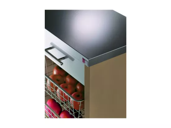 Desserte de cuisine plateau supérieur en Acier Inoxydable - couleur Sable, Inox - 93*48*34cm - CHELSEA