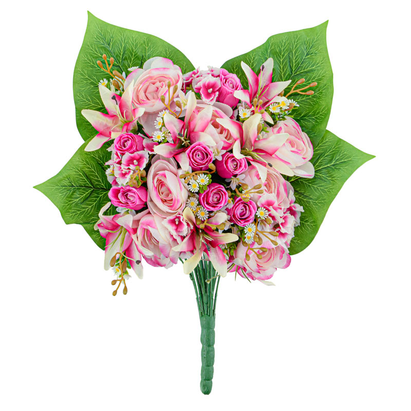 Bouquet artificiel de renoncules lys et roses