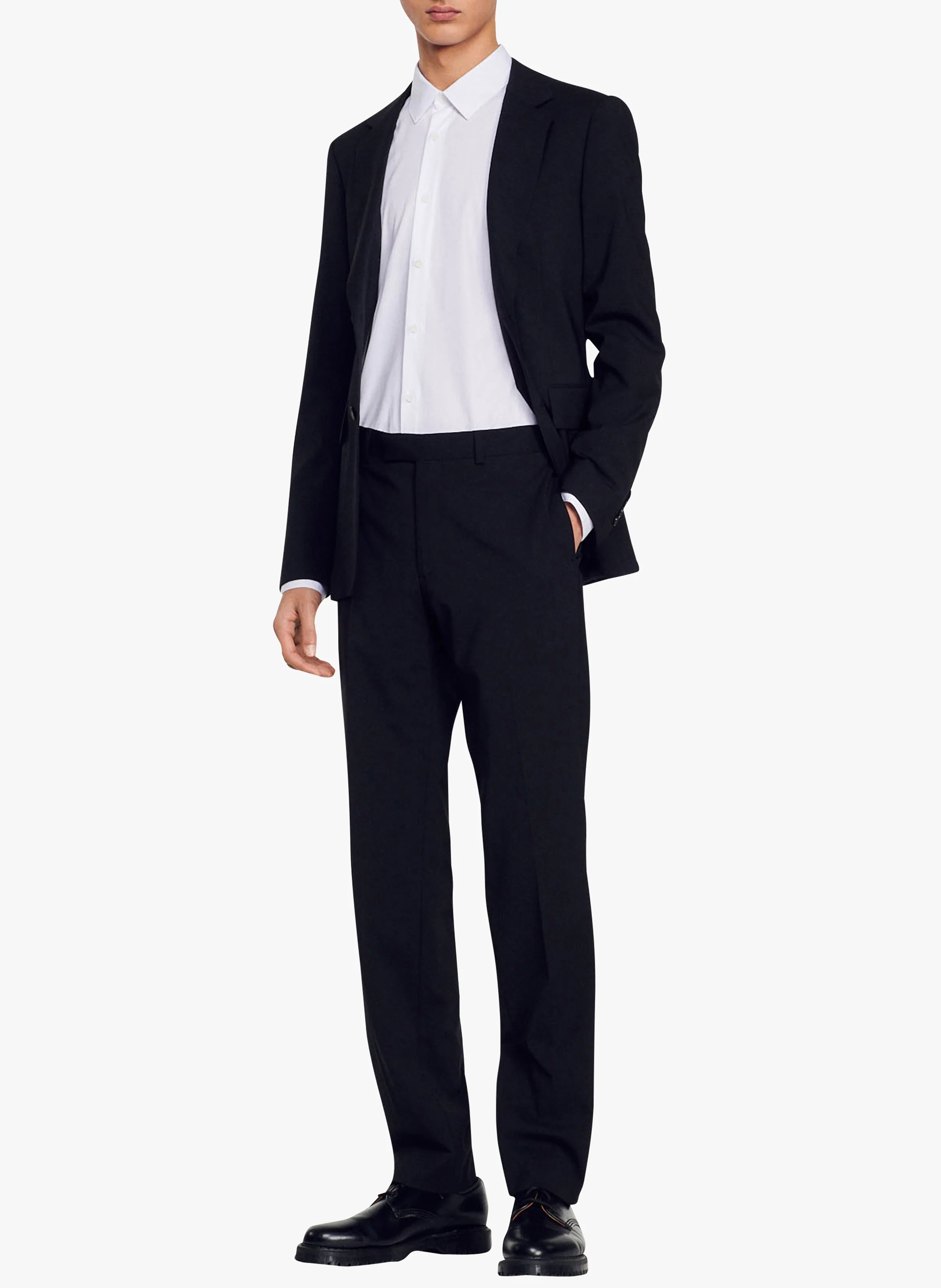 Pantalon de costume regular-fit en laine | Noir