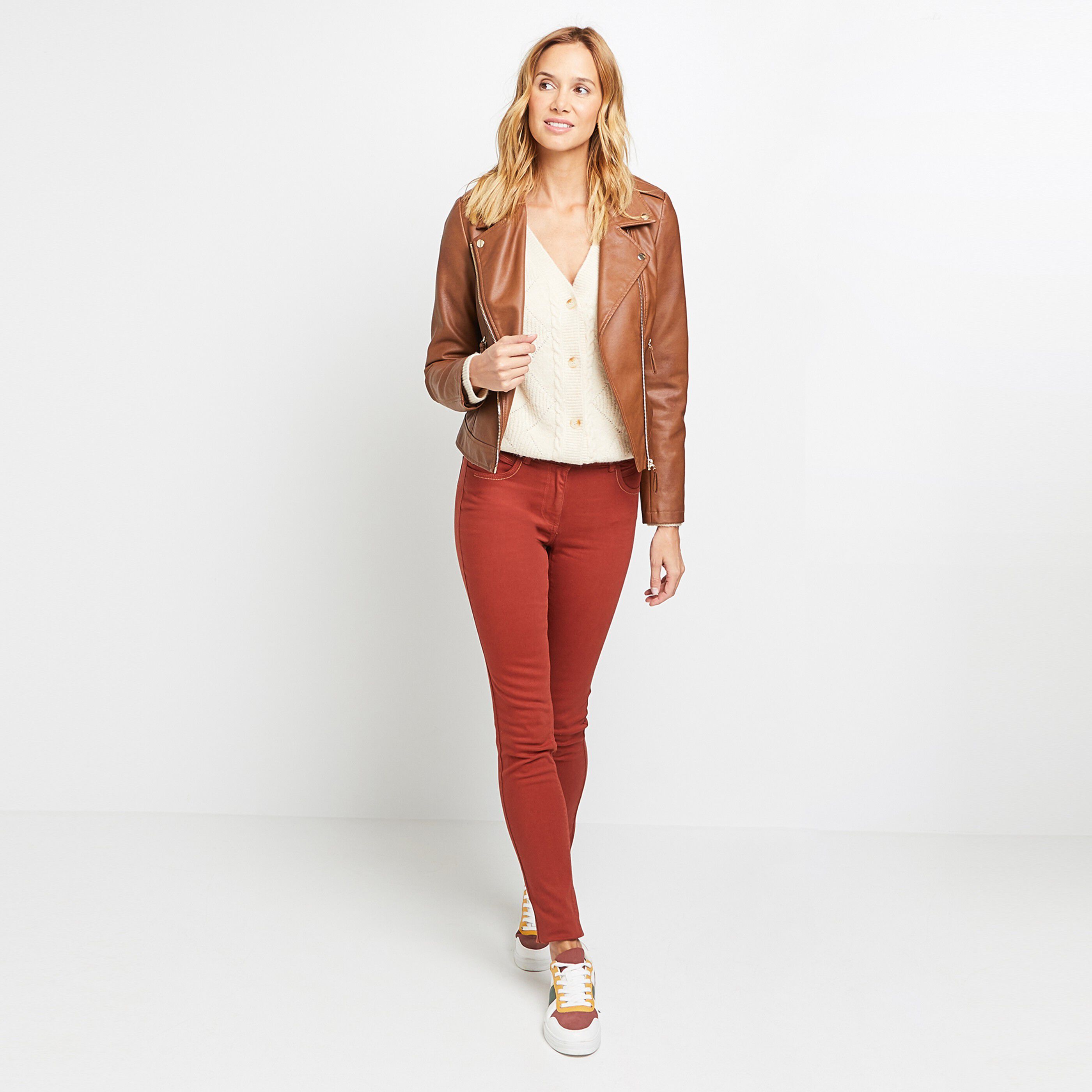 Jean slim taille haute BOSTON femme - CAMEL