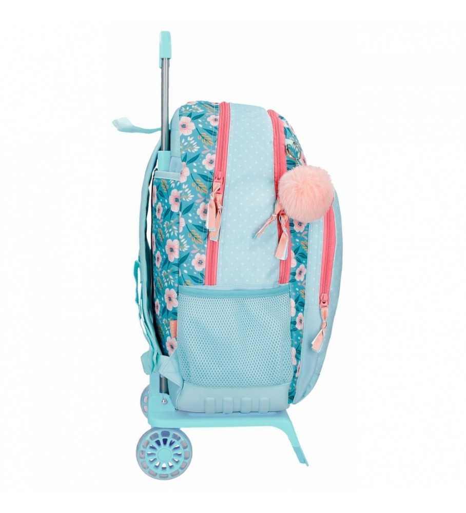 Mochila escolar Movem Never Stop Dreaming com rodinhas azuis