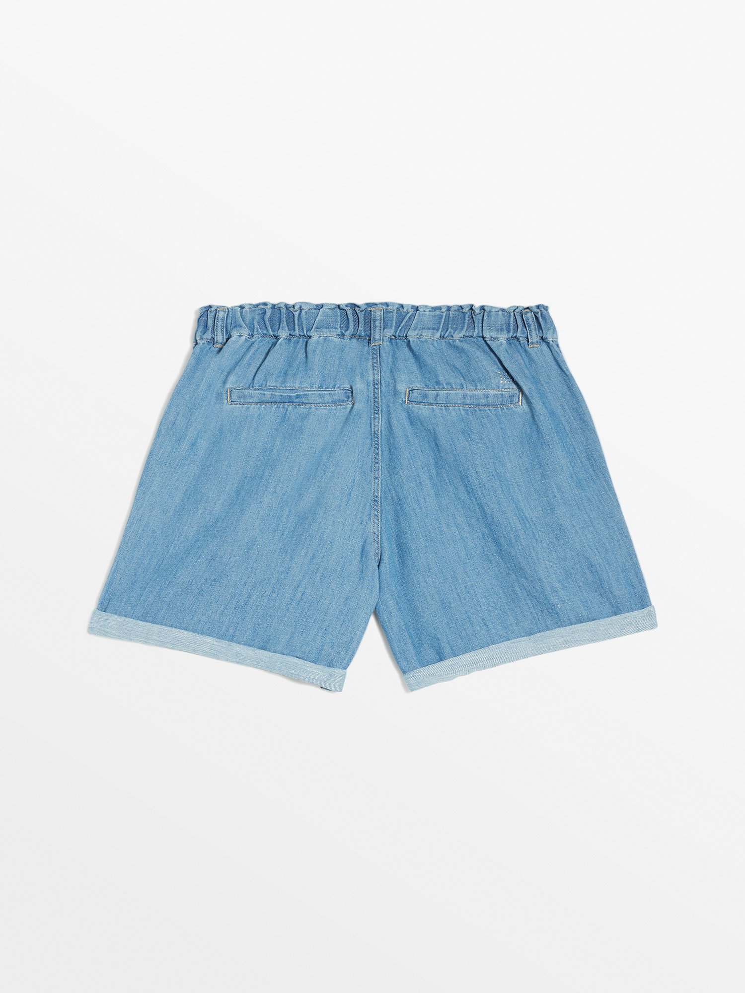 Short Femme en Jean Ceinture Elastiquée Bleu