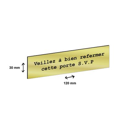 Plaque boîte à lettres personnalisée avec votre texte - 120 x 30 mm - dorée - adhésivée prête à poser