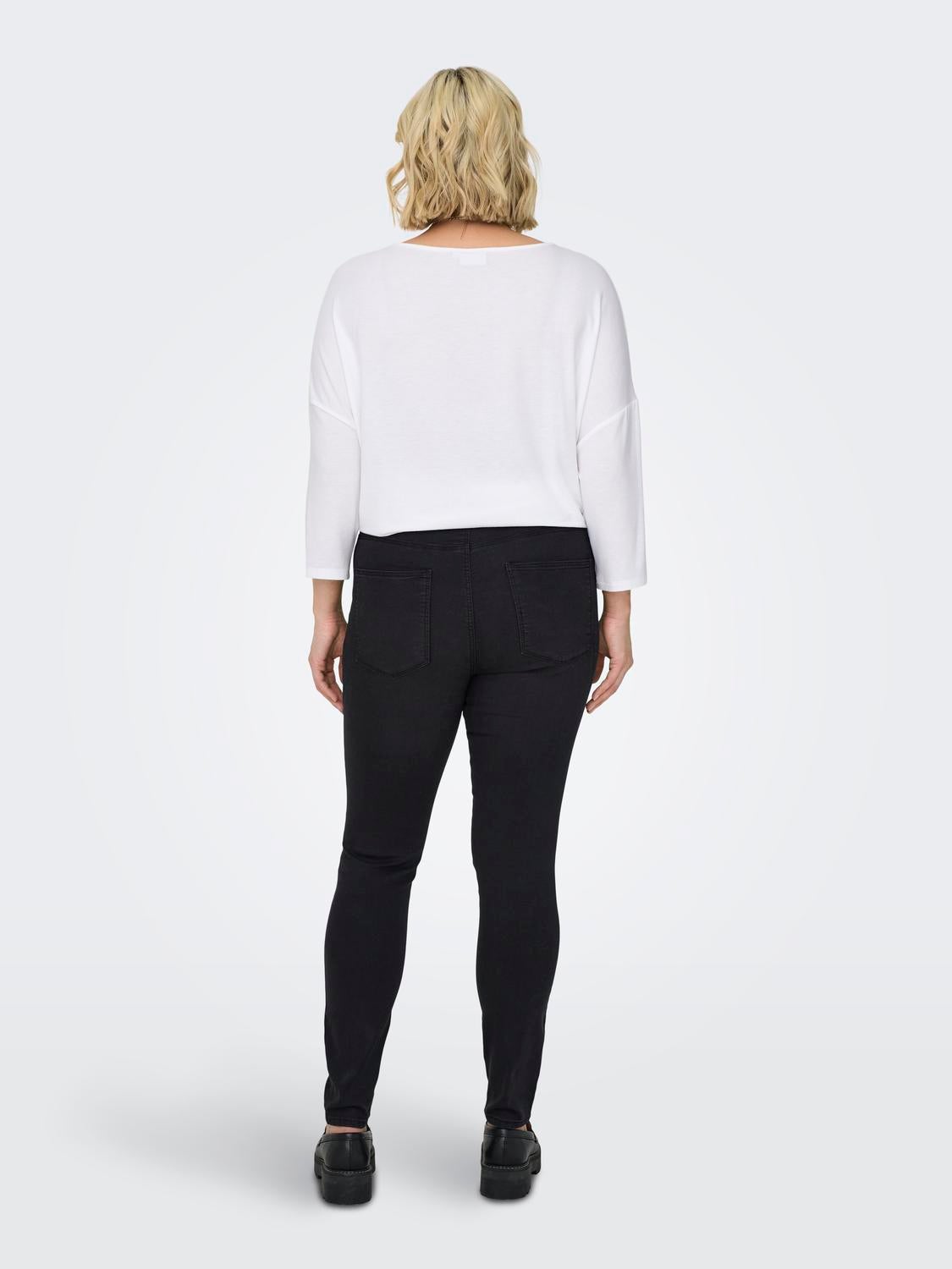 CARMILA-IRIS Hohe Taille Skinny Fit Jeans Washed Black