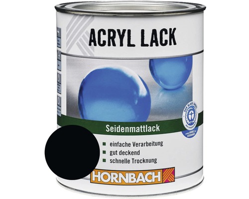 HORNBACH Gekleurde Lak Acryl Lak Satijn Zwart 750 ml