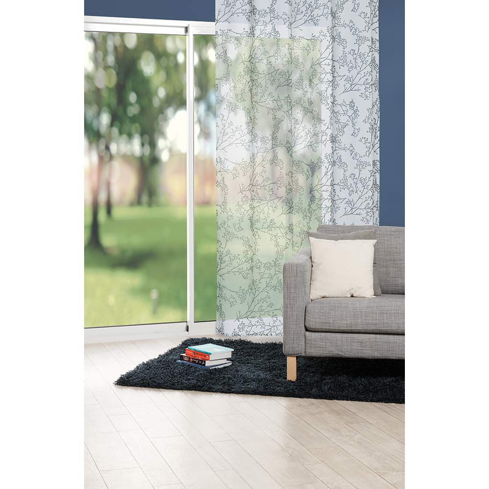 Voilage à oeillets blanc imprimé branches feuilles vert 140x240 cm