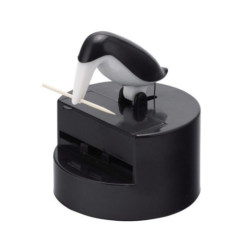 Porta-palitos Balvi em formato de pelicano preto.