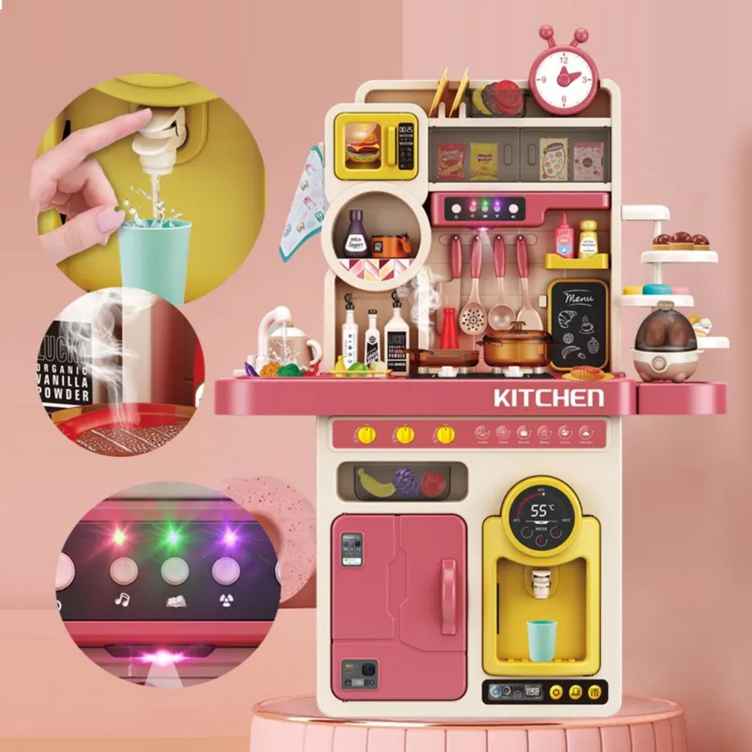 Coemo Kinderküche Tony Spielküche ROSA mit viel Zubehör