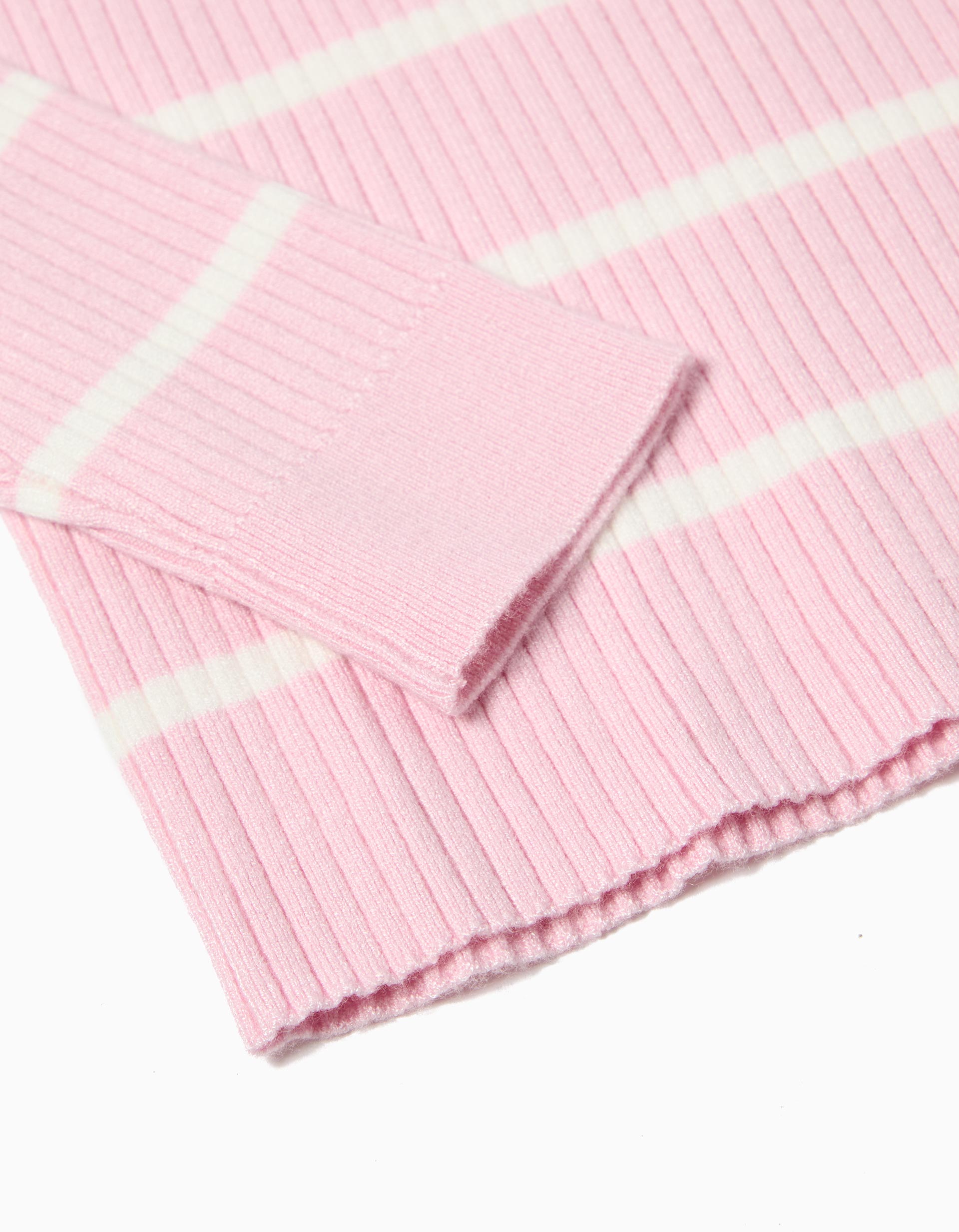 Camisola de Malha com Riscas, Menina, Rosa Claro