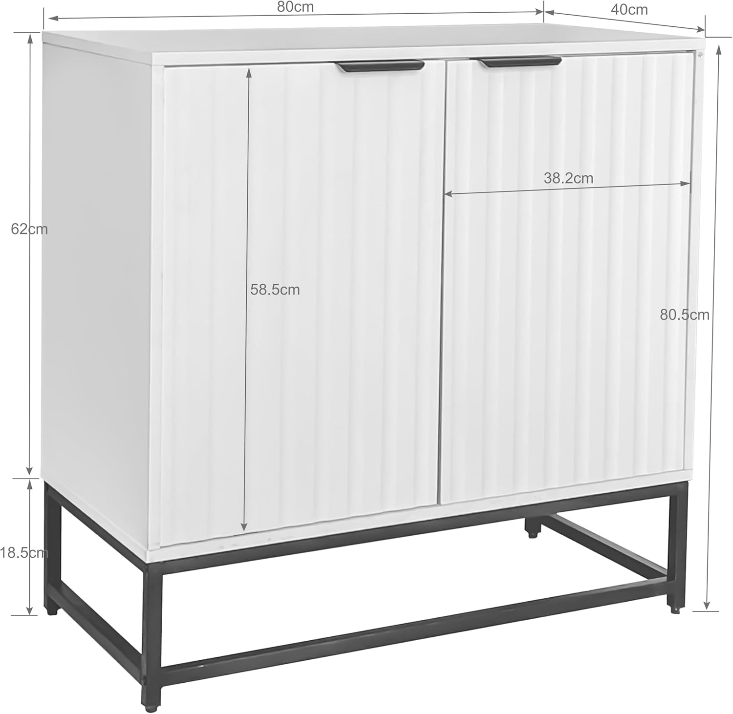 soges Sideboard Kommode mit 2 Türen, Standschrank Lagerung Schrank mit Metallgriffen und Rahmenbeinen, geeignet für Wohnzimmer, Flur und Esszimmer 80x40x80 cm