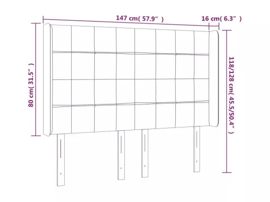 Tête de lit avec oreilles Taupe 147x16x118/128 cm Tissu