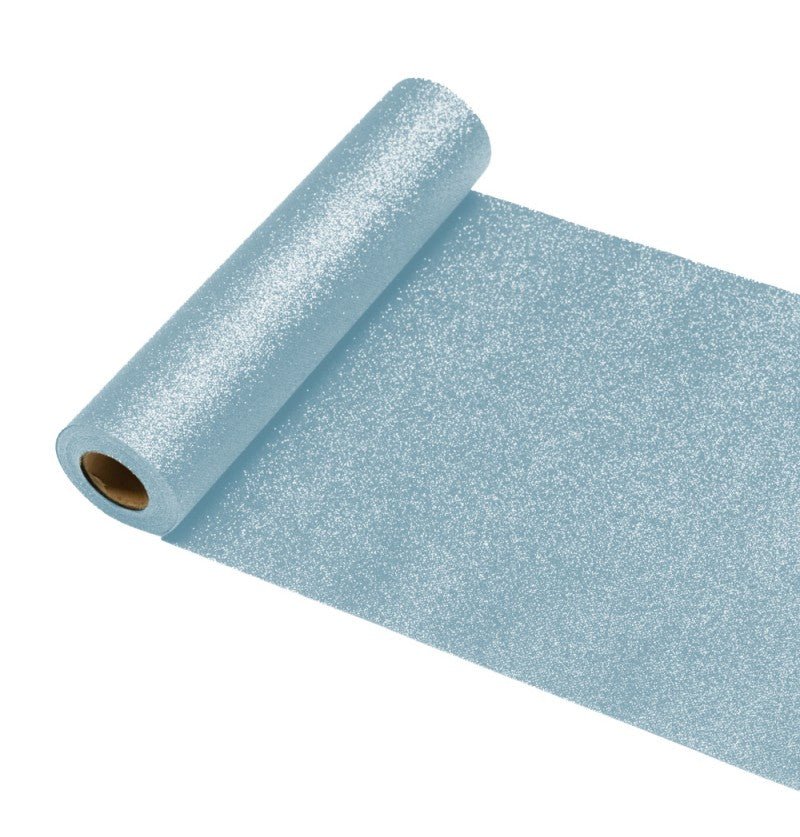Lichtblauwe Tafelloper Glitter 5m