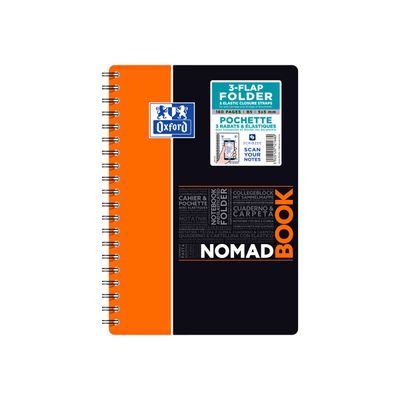 Oxford Etudiants - Cahier Nomadbook B5 (19 x 25 cm) avec pochettes 3 rabats - 160 pages - petits carreaux (5x5 mm) - double spirale - disponible dans différentes couleurs
