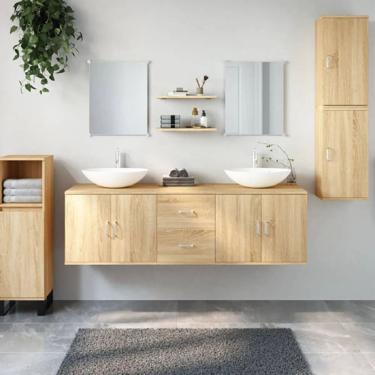 VidaXL Ensemble meubles salle de bain 7 pcs - Chêne
