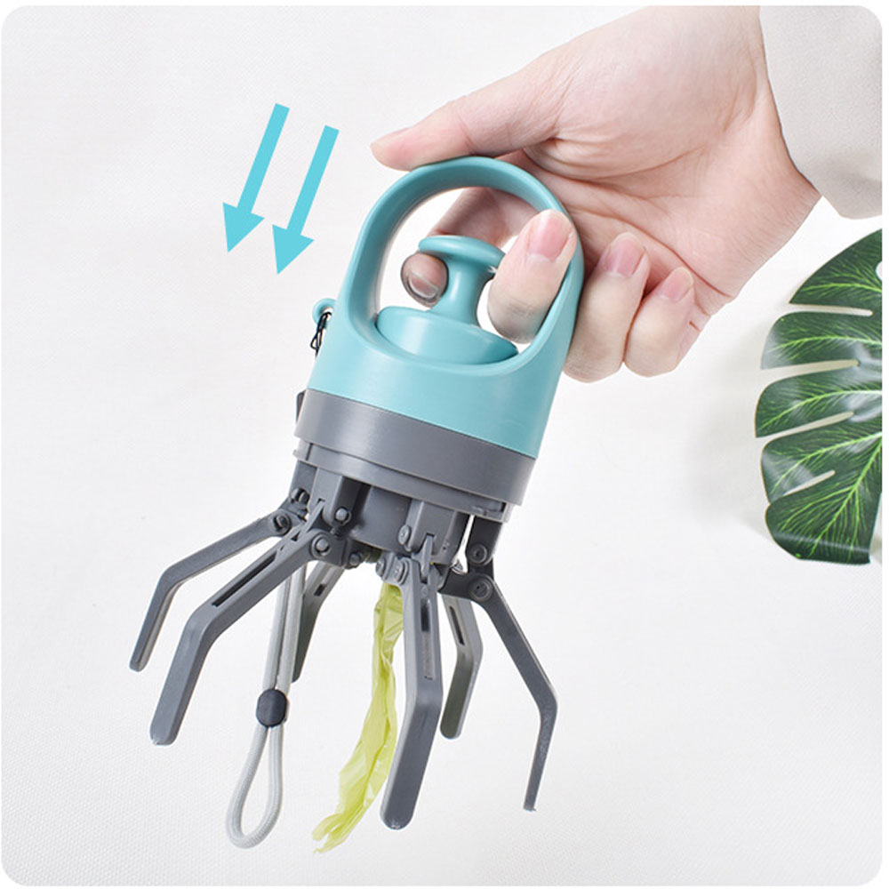 Praktischer Hundekot Greifer Beutel Spender Poop Bag Zange - Blau