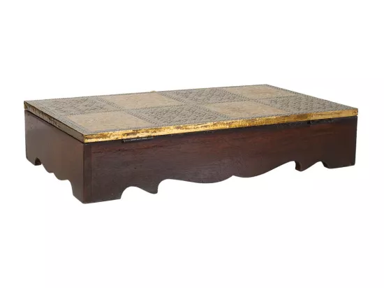 Coffret à bijoux en bois et métal marron 33x20,5x7h