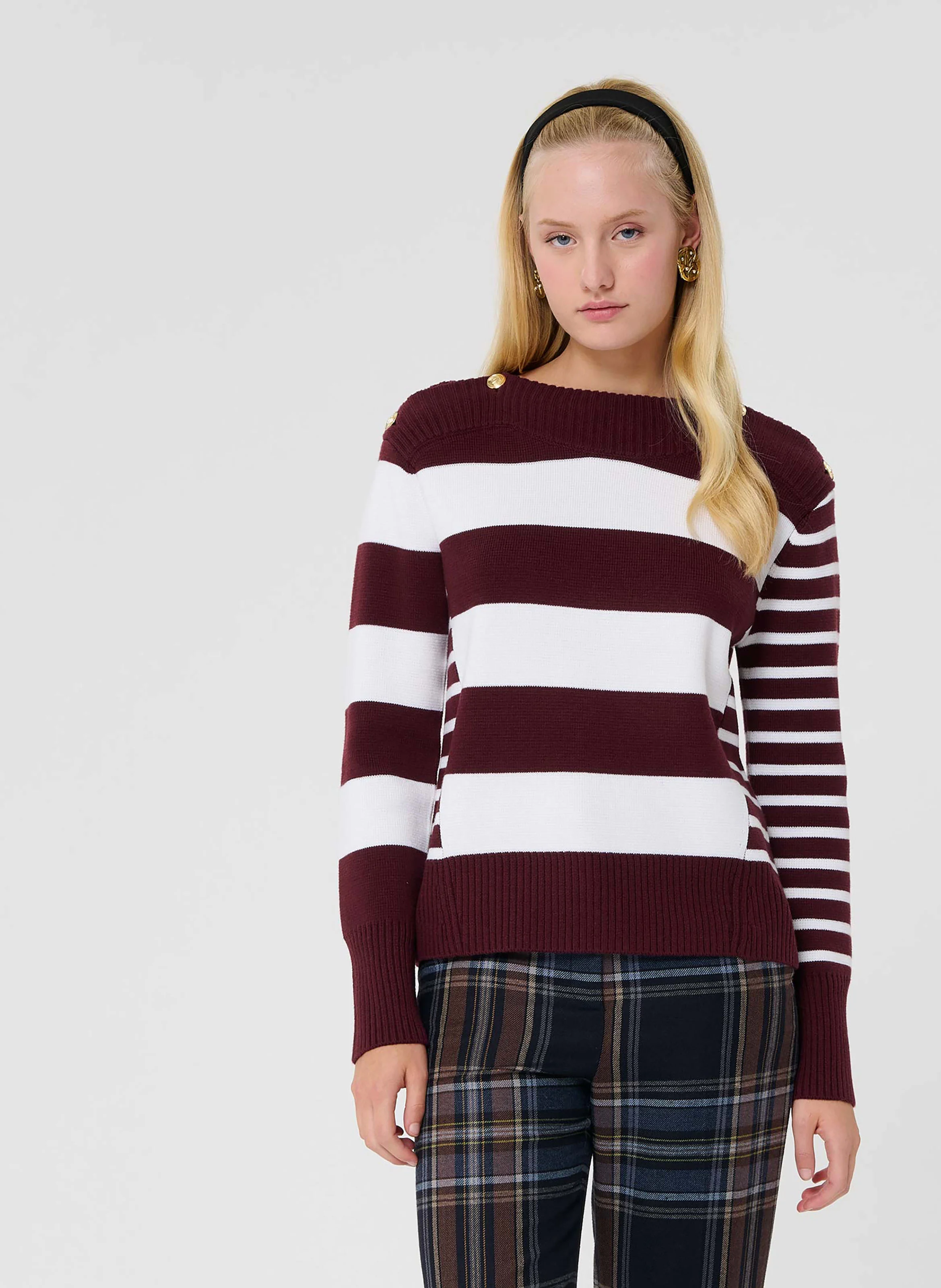 POETESSE - Pull large rayé marinière | Rouge