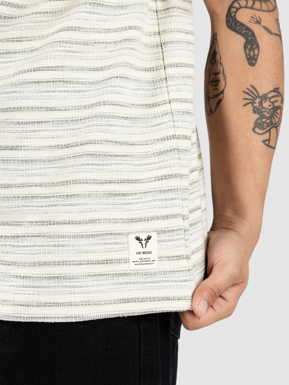 Fat Moose Coral Structured T-Shirt ecru/dusty blue stripe