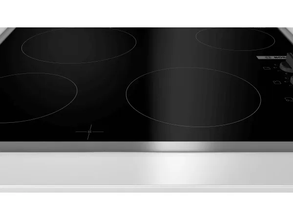 Bosch Serie | 2 PKE645CA2E - Keramisk kogeplade - 4 plader - Niche - bredde: 56 cm - dybde: 49 cm - med rustfrit stål-pynt - sort/rustfrit stål