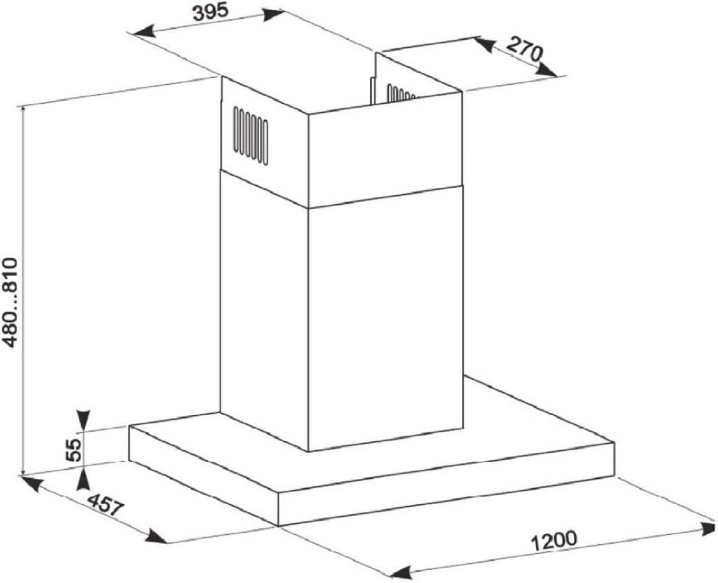 GCH F 118 12 IS N Dunstabzugshaube 120 cm Wandhaube aus Edelstahl, 1000 m³/h Motor, LED Beleuchtung, 4 Metallfettfilter, Abluft/Umluft, 3 Stufen, Energieklasse A