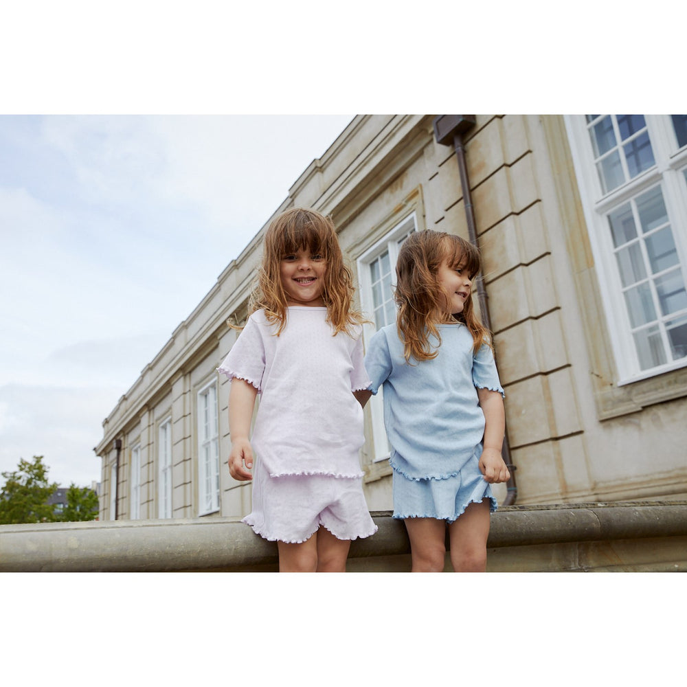 Køb COPENHAGEN COLORS Dusty Blue Summer Pointelle T-Shirt