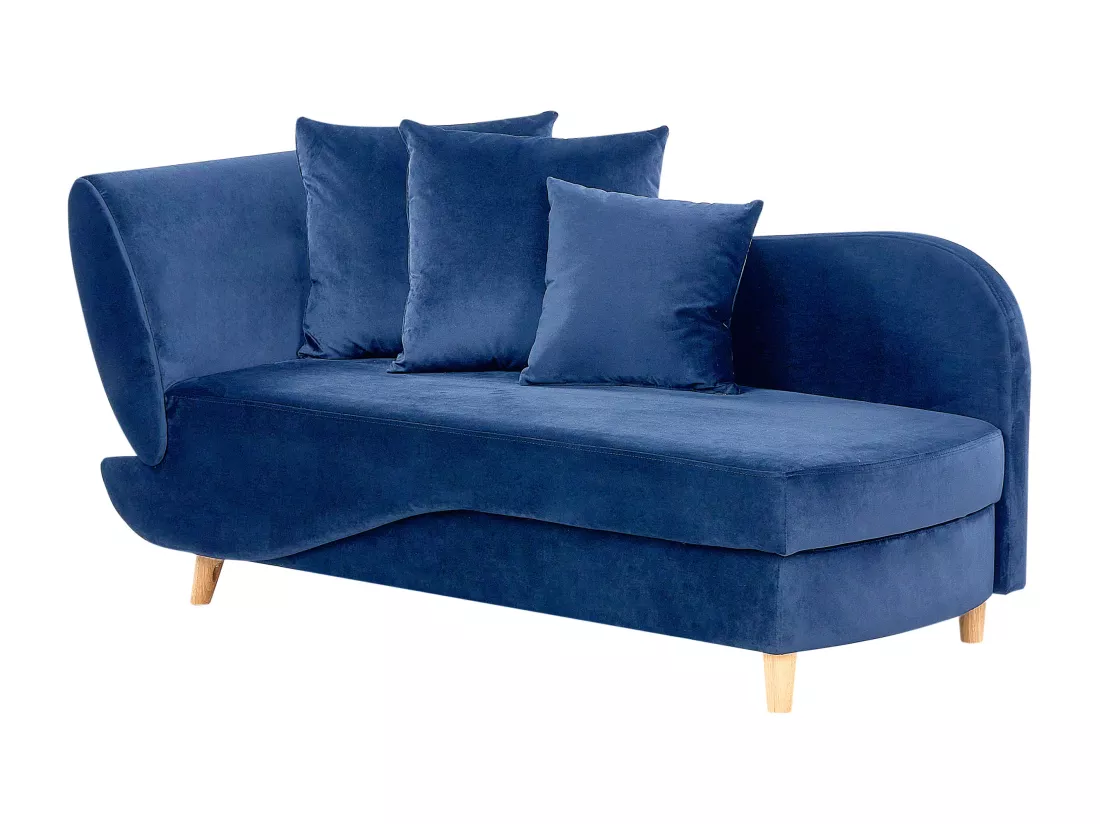 Chaise longue côté droite en velours bleu MERI II