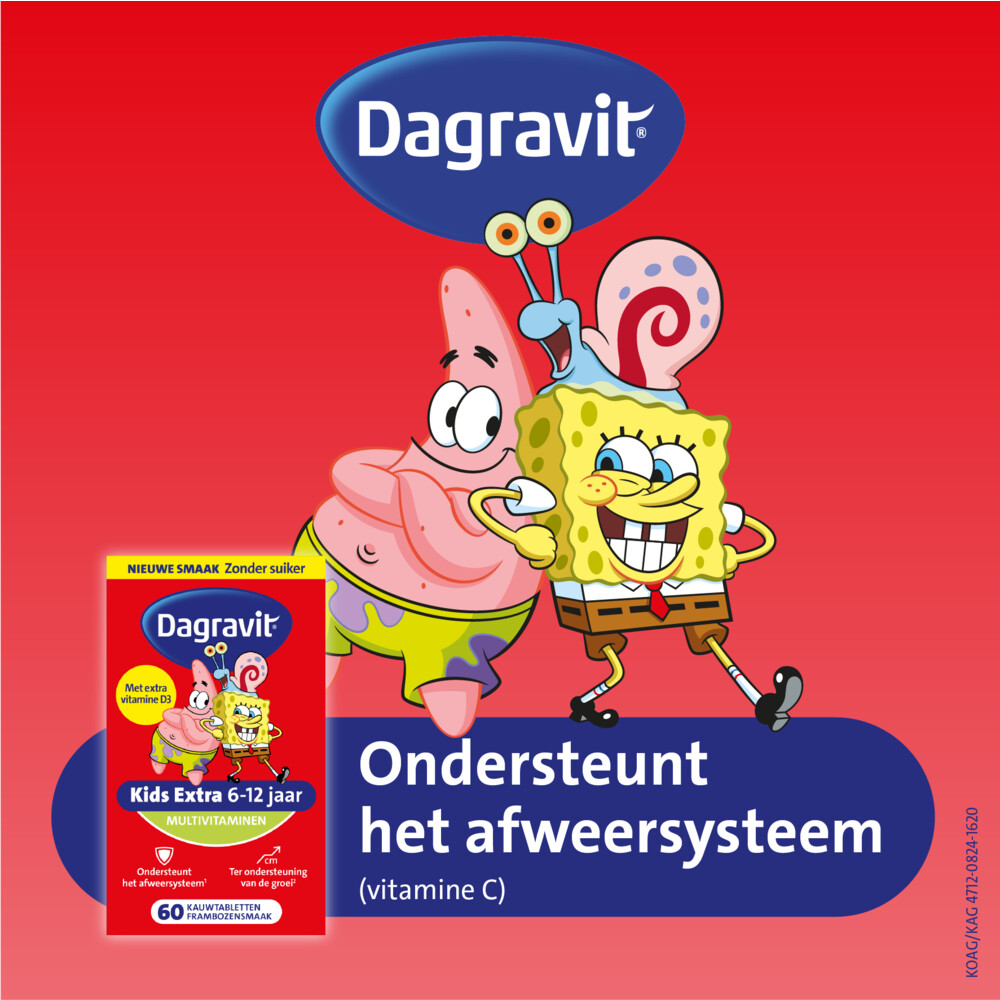 Dagravit Multivitamine Kids Xtra 6-12 Jaar Spongebob60 kauwtabletten