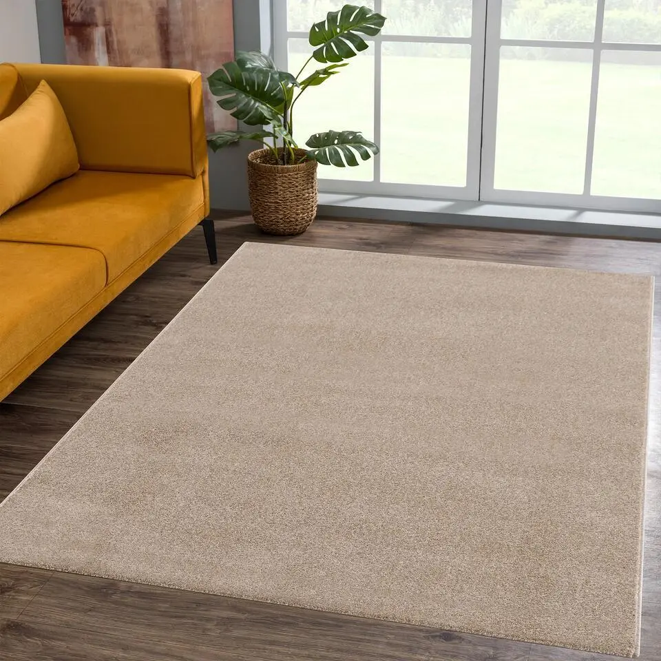 Uni Effen Laagpolig Vloerkleed Modern Beige - 200x290 CM