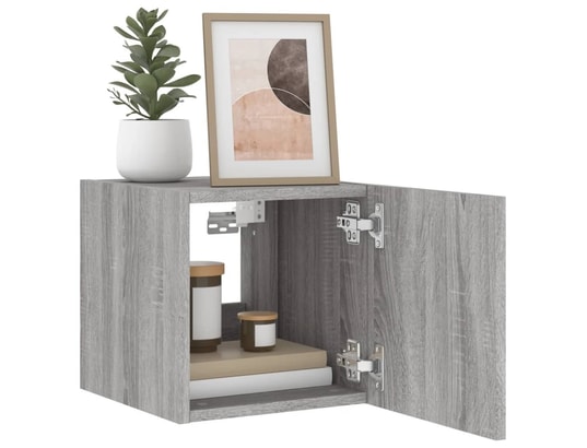 VIDAXL - Elément suspendu Meuble tv mural avec lumières led sonoma gris 30,5x35x30 cm