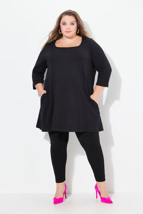 Longshirt, A-Linie, Carree-Ausschnitt, 3/4-Arm