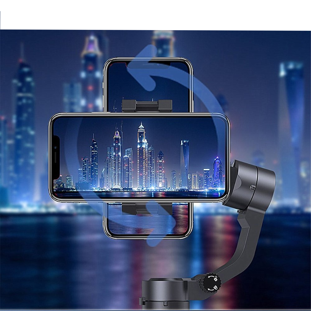 Gimbal 3-Achsen Stabilisator Stativ Halterung 285° Schwenkbar mit Tripod Stativ für Smartphone   App Steuerung / Gesichtsverfolgung - Schwarz