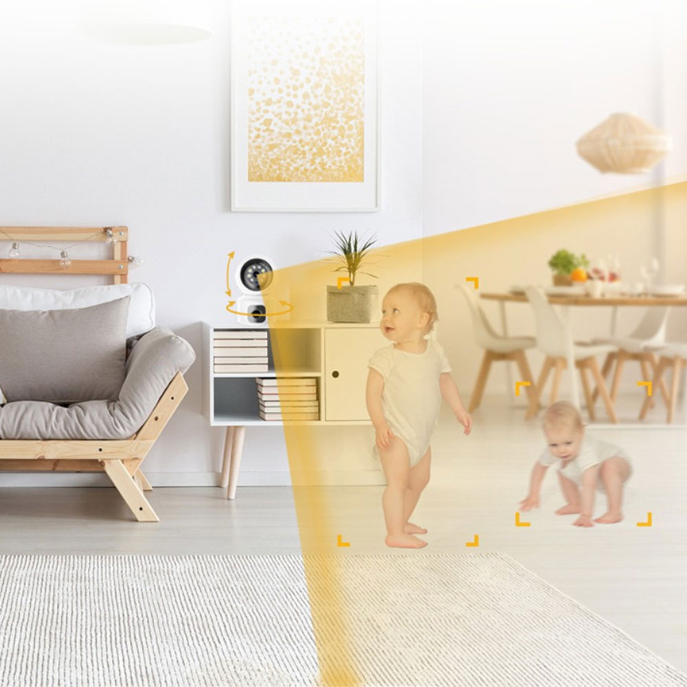 (4MP) 355° Indoor WiFi Internet IP Kamera mit Dual-Linse FullHD 1080p Nachtsichtfunktion / Zwei-Wege-Audio / Micro SD Slot / 4x Zoom - Weiss