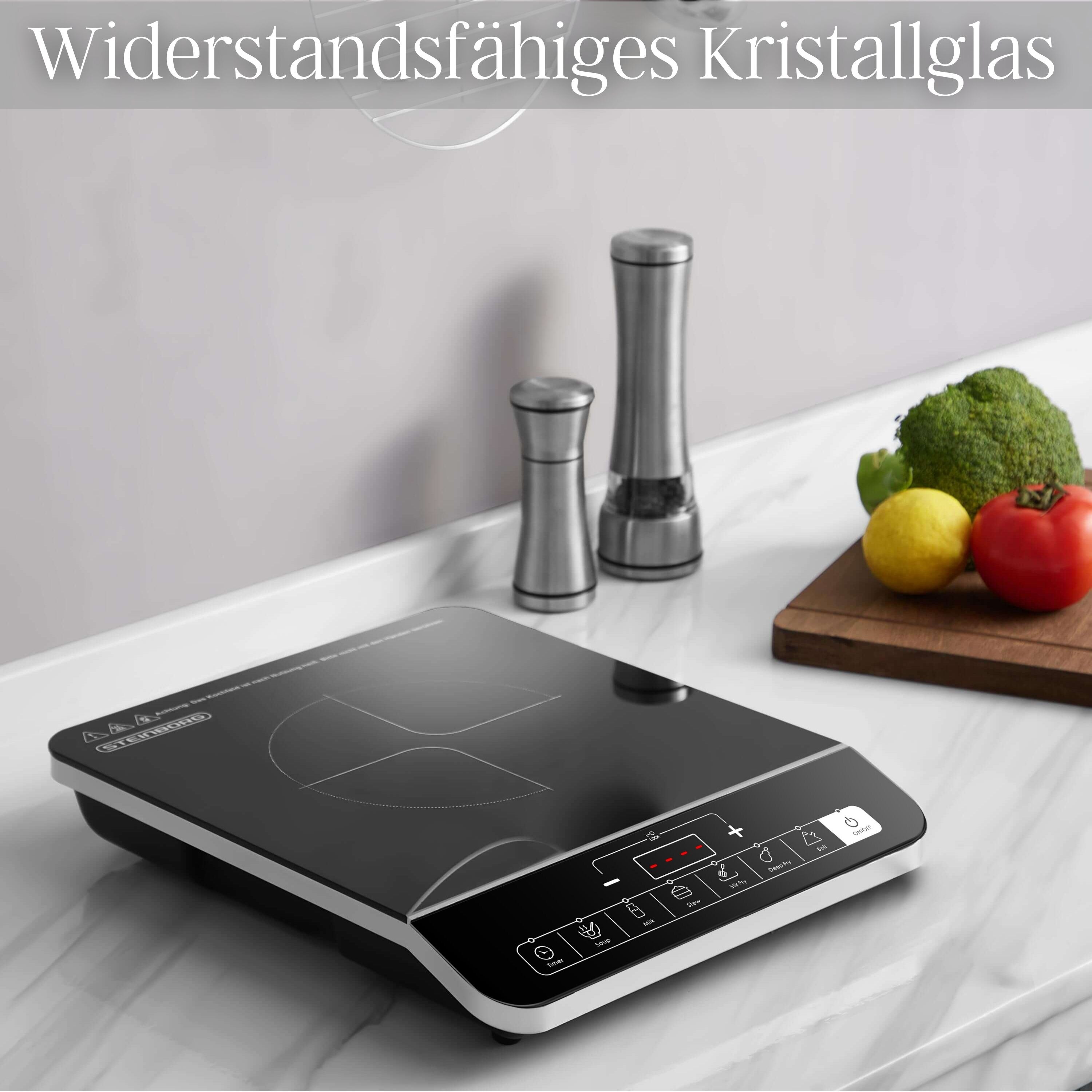 Steinborg Induktionskochfeld mit Automatikprogramme 1 Platte 2000W