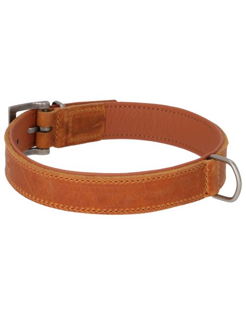 Adori Halsband Vetleder Gevoerd Cognac&Cognac - Hondenhalsband