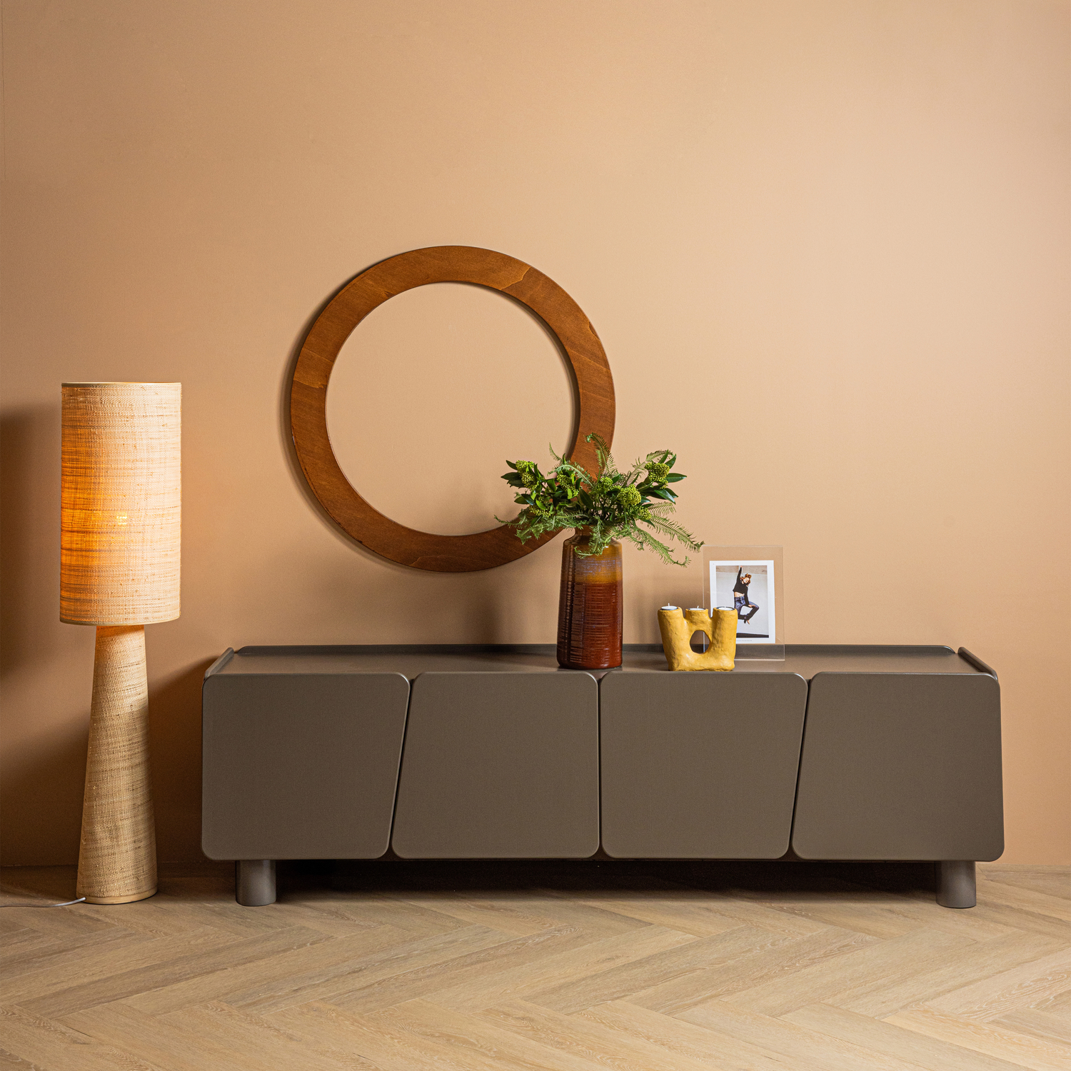 WOOOD Syro Vloerlamp Ã 30 CM - Raffia - Naturel - 130x30x30