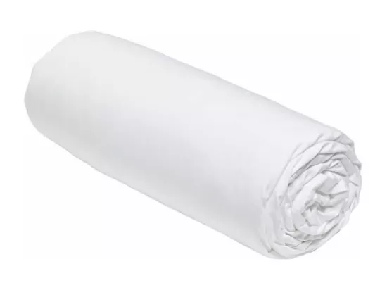 Drap housse - 140 x 200+30 cm - 100% Percale de coton uni - Craie