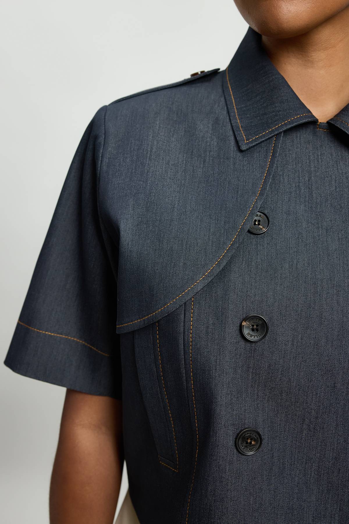 KarenMillen Veste Trench En Denim Cintrée Grande Taille