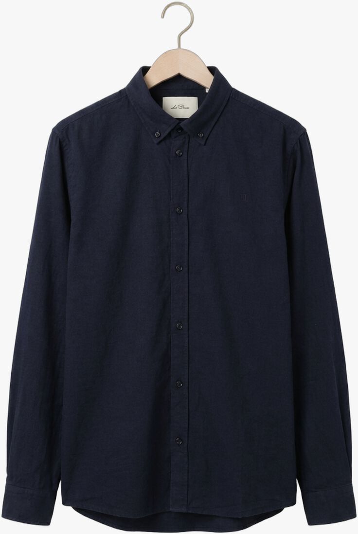donkerblauwe les deux casual overhemd konrad cotton linen shirt