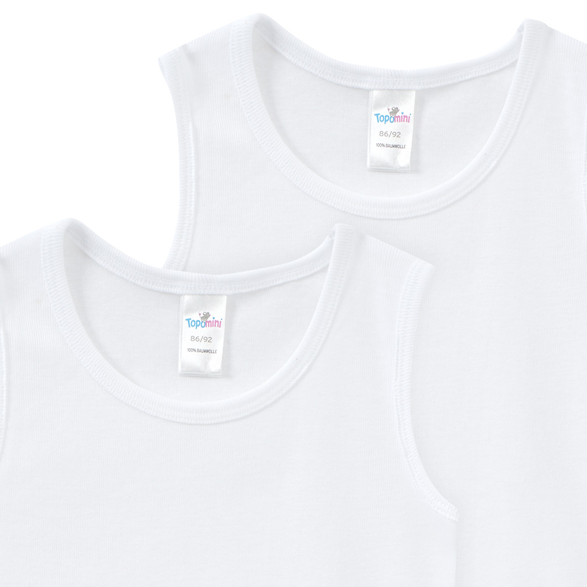 Topomini 2 Baby Unterhemden aus Feinripp weiss