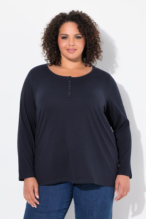 Basic Shirt, Knopfleiste, regular, Langarm