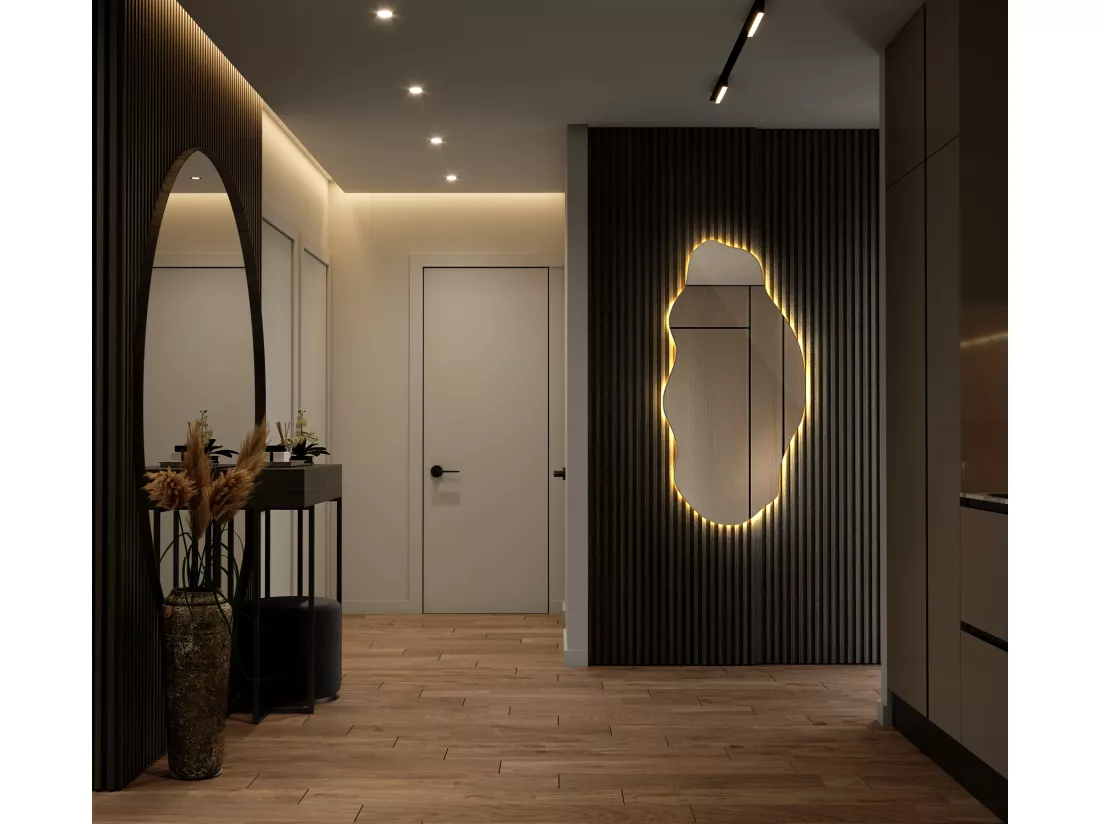 Miroir Loft décoratif éclairé par LED Boho pour le salon salle de bain chambre 50 cm x 100 cm - lumière chaude